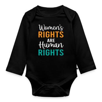 Les droits des femmes sont des droits humains - Féminisme - Body Bébé bio manches longues - noir - Devant