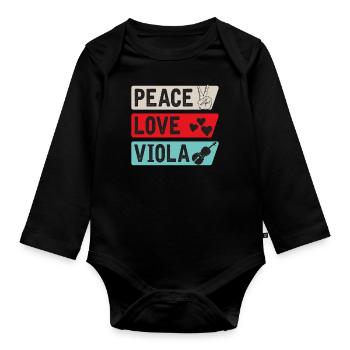 Peace Love Viola Guitar Viola Players - Baby Bio-Langarm-Body - Schwarz - Vorne