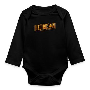 Electrician Electrical Engineer Electronics Technician - Organic Longsleeve Baby Bodysuit - black - Front