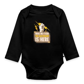 Electrician Electrical Engineer Electronics Technician - Organic Longsleeve Baby Bodysuit - black - Front