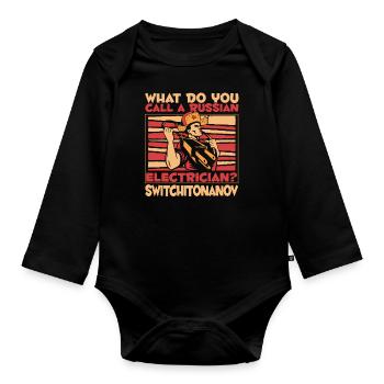 Electrician Electrical Engineer Electronics Technician - Organic Longsleeve Baby Bodysuit - black - Front