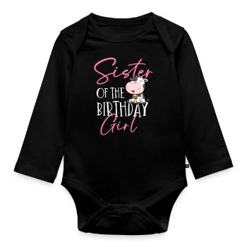 Kuhgeburtstag, Bauer Geburtstag Mädchen - Baby Bio-Langarm-Body - Schwarz - Vorne