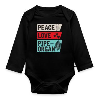 Peace Love Pipeorgan Music Instrument - Baby Bio-Langarm-Body - Schwarz - Vorne