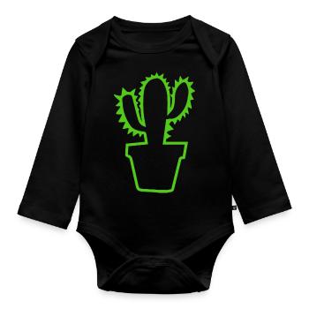 Cactus arbuste Cactus piquant jardinier de jardin - Body Bébé bio manches longues - noir - Devant