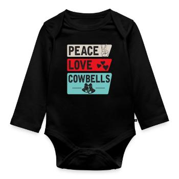 Peace Love Cowbells Country Music - Baby Bio-Langarm-Body - Schwarz - Vorne