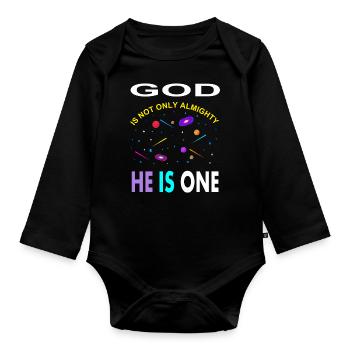 Allah is only God is almighty Muslim poison - Organic Longsleeve Baby Bodysuit - black - Front