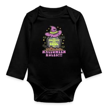 Halloween Costume Party Sorcière Cadeau Effrayant - Body Bébé bio manches longues - noir - Devant