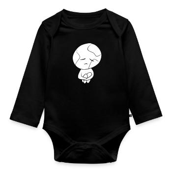 erde traurig klimaschutz planet symbol - Baby Bio-Langarm-Body - Schwarz - Vorne