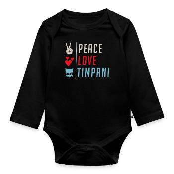 Peace Love Timpani Percussion Funny - Organic Longsleeve Baby Bodysuit - black - Front