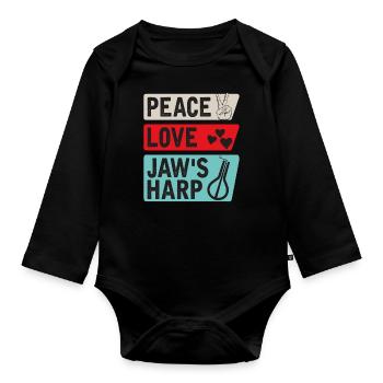 Peace Love Jaw's Harp Lamellophone Music - Baby Bio-Langarm-Body - Schwarz - Vorne
