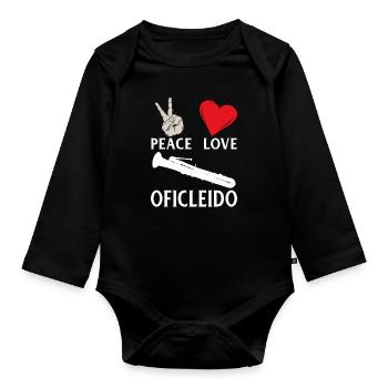 Peace Love Oficleido Music Instrument - Baby Bio-Langarm-Body - Schwarz - Vorne