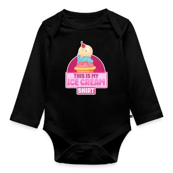 Cornet de crème glacée C’est ma glace - Body Bébé bio manches longues - noir - Devant