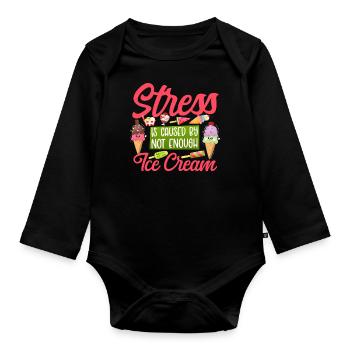 Ice Cream Cone Popsicle Stress Is - Baby Bio-Langarm-Body - Schwarz - Vorne