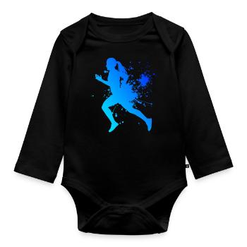 Joggen Running Jogging Cross Country Running - Body Bébé bio manches longues - noir - Devant