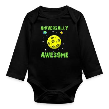 Space Planet Astronomy - Universally Awesome - Organic Longsleeve Baby Bodysuit - black - Front