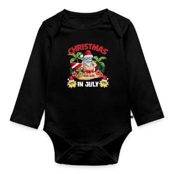 X Mass Troben Insel Weihnachtsmann Urlaub Outfit - Baby Bio-Langarm-Body - Schwarz - Vorne