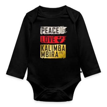 Paix Amour Kalimba Mbira - Body Bébé bio manches longues - noir - Devant