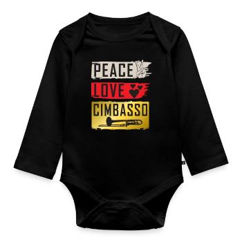 Peace Love Cimbasso Trombone Musique - Body Bébé bio manches longues - noir - Devant
