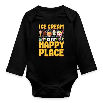 Ice Cream Cone Popsicle Ice Cream - Baby Bio-Langarm-Body - Schwarz - Vorne