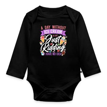 Ice Cream Cone Popsicle A Day - Organic Longsleeve Baby Bodysuit - black - Front