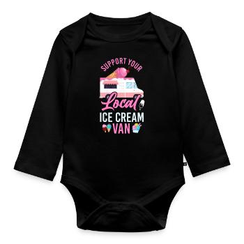 Crème glacée Crème glacée Van Truck Cone - Body Bébé bio manches longues - noir - Devant