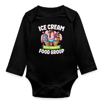 Ice Cream Cone Popsicle Ice Cream - Baby Bio-Langarm-Body - Schwarz - Vorne