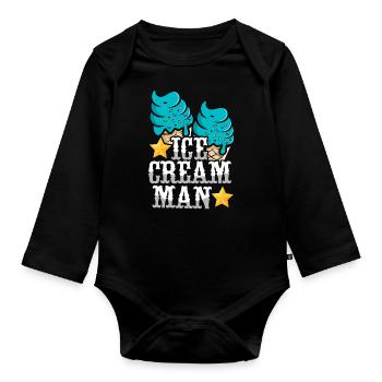 Ice Cream Boy Cone Ice Cream Man - Baby Bio-Langarm-Body - Schwarz - Vorne