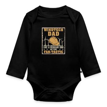 Windtech Dad Fan-tastic Windturbinen-Techniker - Baby Bio-Langarm-Body - Schwarz - Vorne