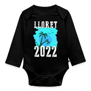 Lloret De Mar 2022 Palm Trees - Organic Longsleeve Baby Bodysuit - black - Front