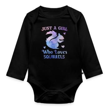 Just a Girl who loves wolves pink purple tie dye - Organic Longsleeve Baby Bodysuit - black - Front
