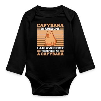 Capybara Wasserschwein Capybaras - Organic Longsleeve Baby Bodysuit - black - Front