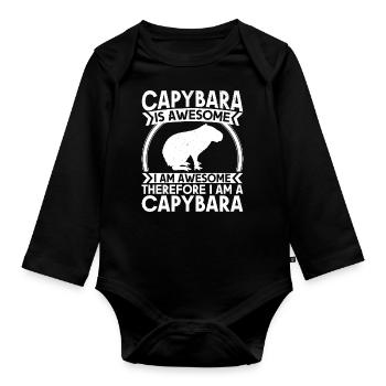 Capybara Wasserschwein Capybaras - Organic Longsleeve Baby Bodysuit - black - Front