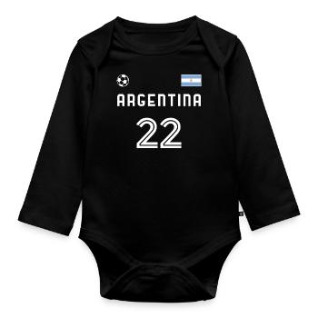 Argentine 2022 Argentine Jersey Fan de football - Body Bébé bio manches longues - noir - Devant