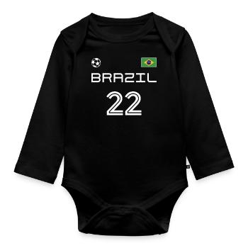 Brésil 2022 Brésil Jersey Fan de football - Body Bébé bio manches longues - noir - Devant