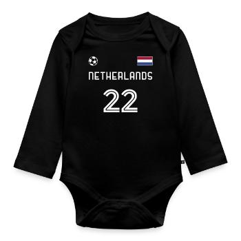 Nederland 2022 Pays-Bas Jersey Fan de football - Body Bébé bio manches longues - noir - Devant