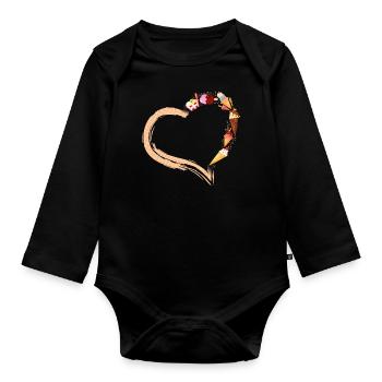 Ice Cream Heart Cone Popsicle - Baby Bio-Langarm-Body - Schwarz - Vorne