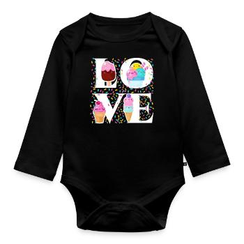 Ice Cream Cone Popsicle Love - Baby Bio-Langarm-Body - Schwarz - Vorne