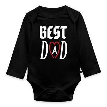 meilleur père Papa meilleur papa papa idée cadeau - Body Bébé bio manches longues - noir - Devant