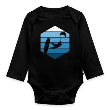 Kitesurfeuse Femmes Kitesurf Kitesurf Kitesurf Kitesurf - Body Bébé bio manches longues - noir - Devant
