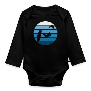 Kiting Kitesurfing Kitesurf Kitesurfer Men - Organic Longsleeve Baby Bodysuit - black - Front