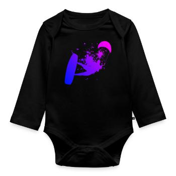 Kitesurfer Kitesurf Kite Kitesurfing Kiting - Organic Longsleeve Baby Bodysuit - black - Front