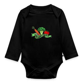 Vegan Power Plant Vegetarian Diet Veganism Veggies - Organic Longsleeve Baby Bodysuit - black - Front