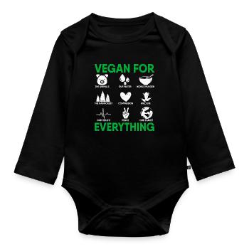 Vegan For Everything Plant Vegetarian Diet Veggies - Organic Longsleeve Baby Bodysuit - black - Front