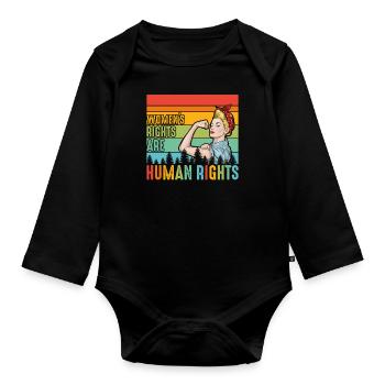 Women's rights are human rights - Organic Longsleeve Baby Bodysuit - black - Front
