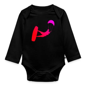 Kitesurf Kitesurfer Homme Kite Kitesurf - Body Bébé bio manches longues - noir - Devant