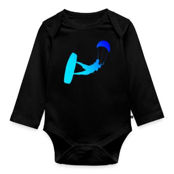 Kitesurf kitesurf kitesurf hommes kitesurfers - Body Bébé bio manches longues - noir - Devant