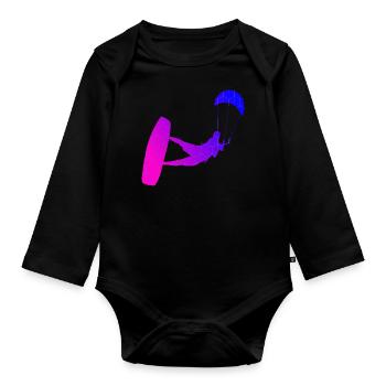 Kitesurf Hommes Kitesurf Femmes Kitesurfer - Body Bébé bio manches longues - noir - Devant