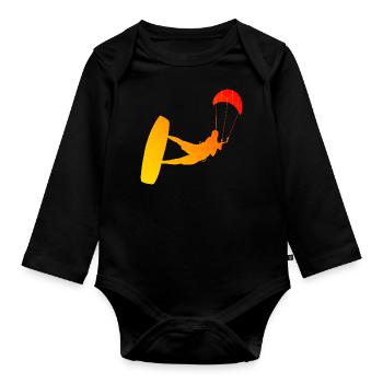 Women Kite Kite Kitesurfer Kitesurfing Men - Organic Longsleeve Baby Bodysuit - black - Front