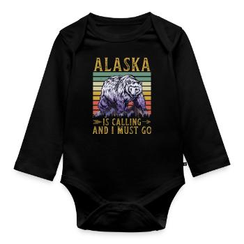 Alaska Cadeau Enfants Hommes Femmes USA Nature Crème Glacée - Body Bébé bio manches longues - noir - Devant