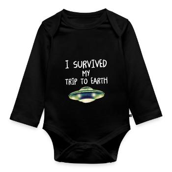 Alien Gift Extraterrestrial Ufo Area 51 Sci-fi - Organic Longsleeve Baby Bodysuit - black - Front